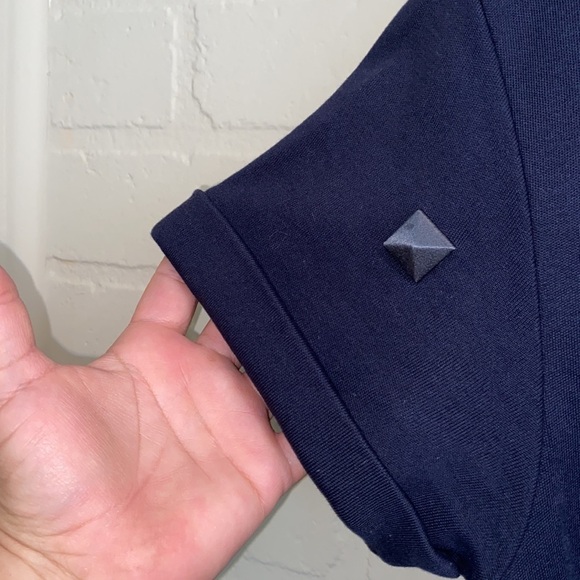 Marc Jacobs dress navy cotton ruffled waist cuffed‎ sleeve small embellished - Picture 4 of 10